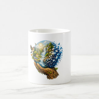 Mug Mère Nature surréaliste tenant la Terre avec de l'