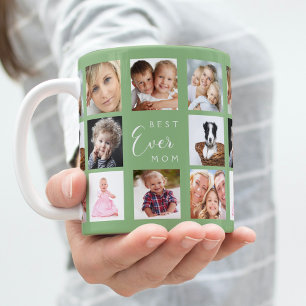 Mug Mère photo collage sauge vert