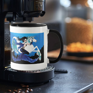 Mug Mermaid Sea Horse Fairy Blue