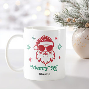 Mug Merry AF cool Père Noël dans lunettes de soleil ét