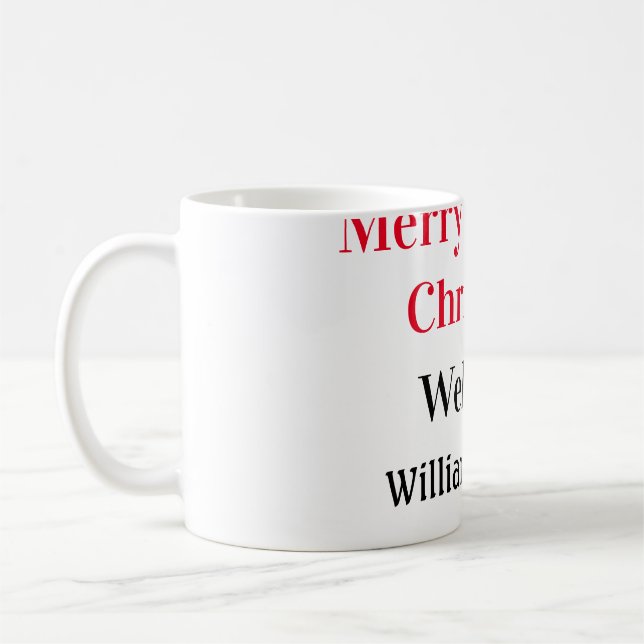 Mug Merry Bright Christmas ajouter nom de famille bien (Gauche)