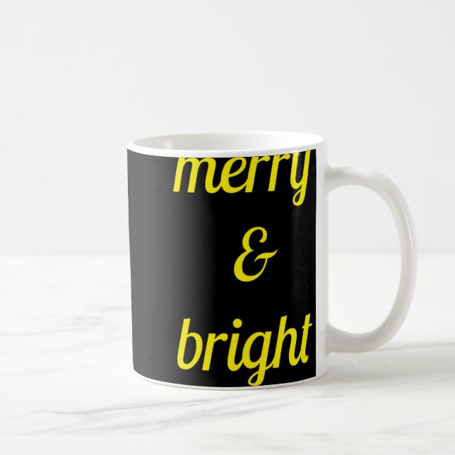 Mug Merry Bright Navy Blue Yellow Gift T Shirt  (Droite)