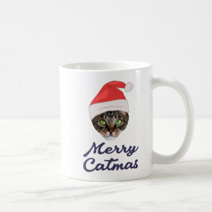 Mug Merry Catmas, Noël Chat Santa hat Invitation