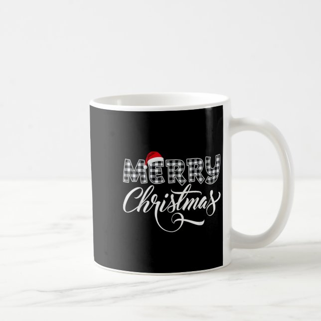 Mug Merry Christmas Buffalo Black And White Plaid For  (Droite)