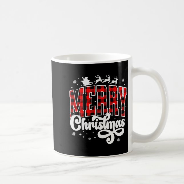 Mug Merry Christmas Buffalo Plaid Red Santa Family Xma (Droite)