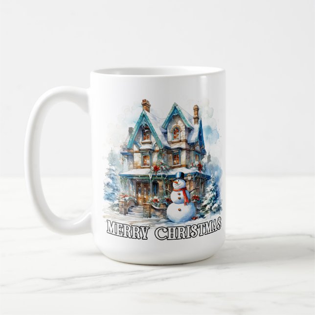 Mug Merry Christmas Holiday Wintertime Snowman (Gauche)