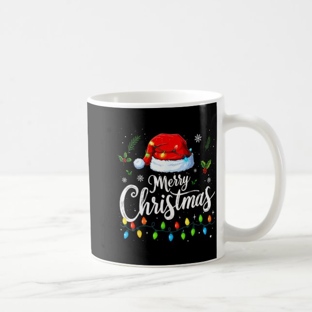 Mug Merry Christmas Lights Red Santa Hat Xmas Family M (Droite)