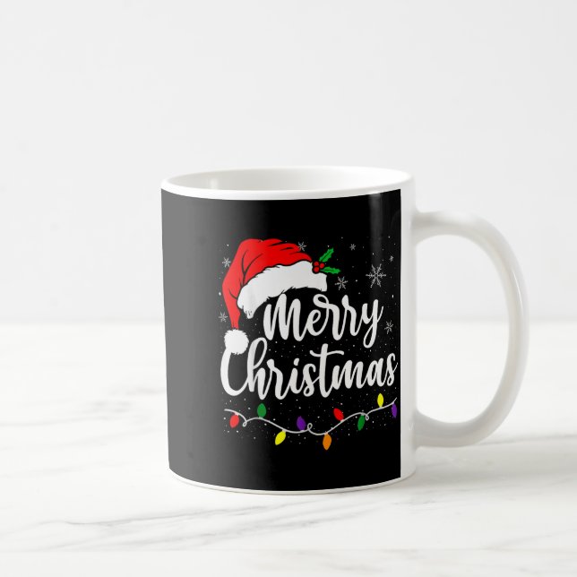 Mug Merry Christmas Lights Red Santa Hat Xmas Family M (Droite)