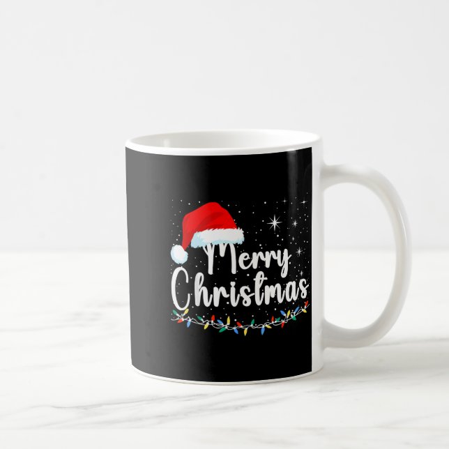 Mug Merry Christmas Lights Red Santa Hat Xmas Family M (Droite)