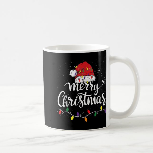 Mug Merry Christmas Lights Red Santa Hat Xmas Family M (Droite)