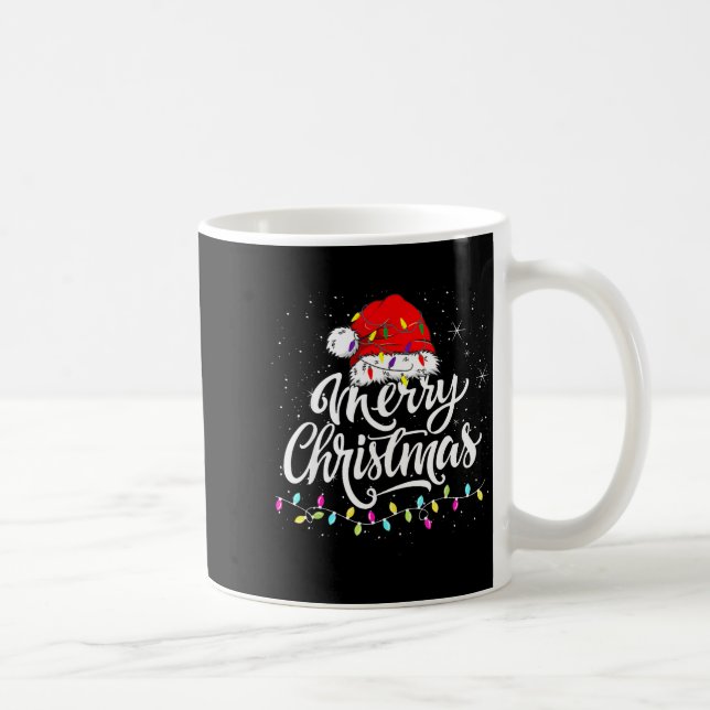 Mug Merry Christmas Lights Santa Hat Xmas Family Match (Droite)