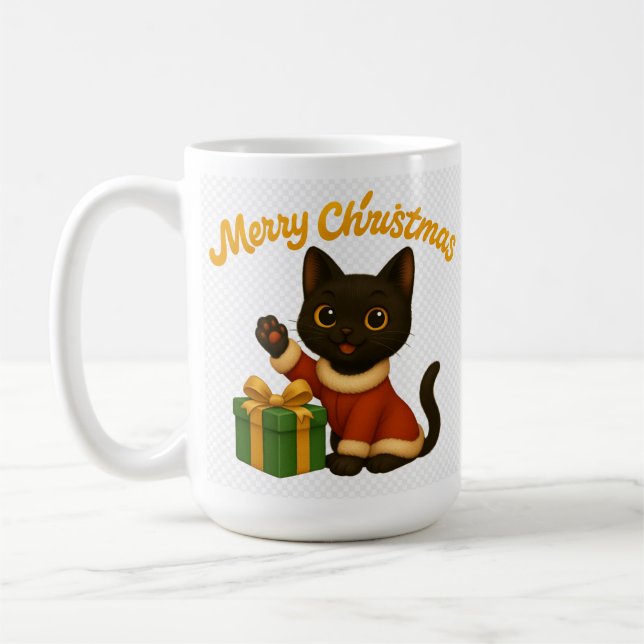 Mug Merry Christmas with Emi the Black Cat (Gauche)