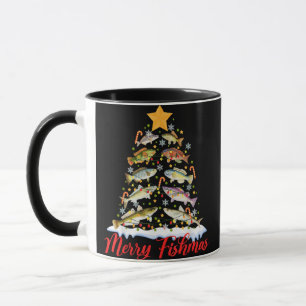 Mug Merry Fishmas Funky Christmas Tree Lights Fish Fis