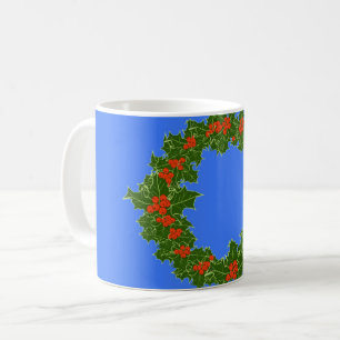 Mug Merry Red Berry & Holly Wreath pour Noël