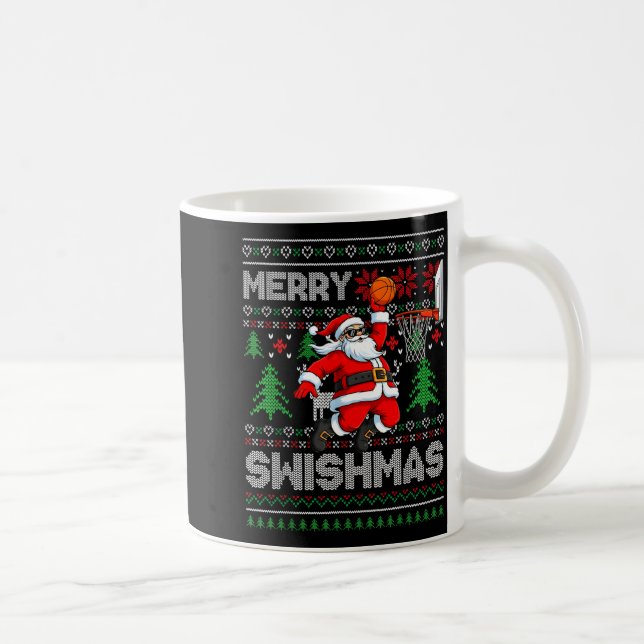 Mug Merry Swishmas Basketball Ugly Christmas Santa Men (Droite)