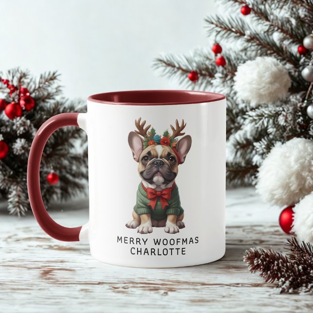 Mug Merry Woofmas French Bulldog Frenchie Coffee (Créateur téléchargé)