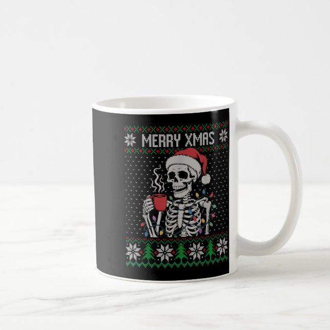 Mug Merry Xmas Skeleton Ugly Sweater, Skull Wearing Sa (Droite)