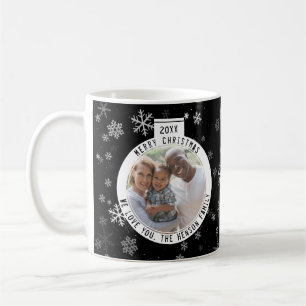 Mug Merveilleuse balle de Noël noir et blanc Flocon de
