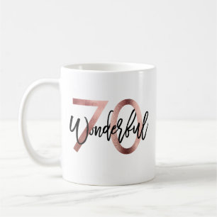Mug Merveilleux 70e   Anniversaire d'or Rose moderne