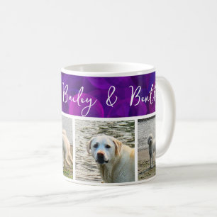 Mug Mes Amours Bannière Violette Noms 4 Photos Animal 