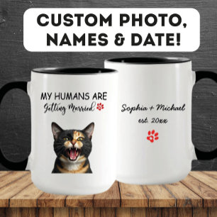 Mug Mes Humains Se Marient Fiançailles Drôle Chat