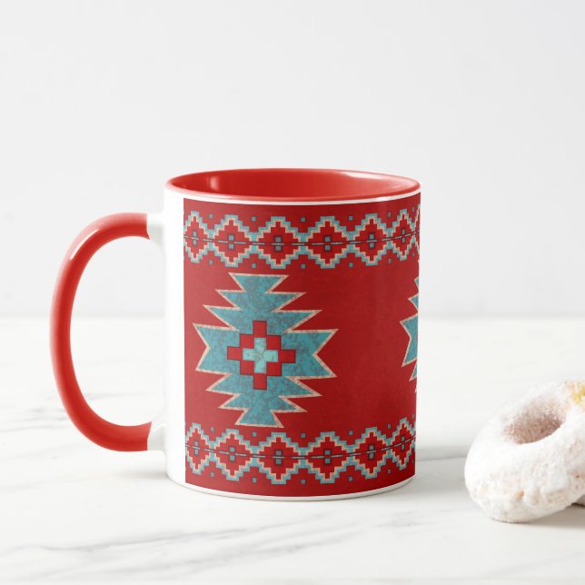 Mug Mésas Sud-Ouest Rouge & Turquoise (Avec donut)