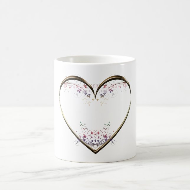 Mug Message personnalisé des fleurs de coeur (Centre)