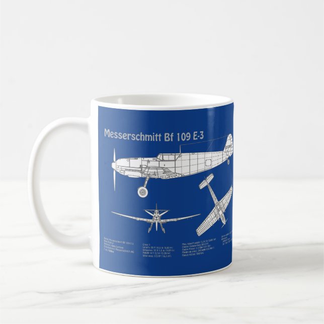 Mug Messerschmitt Bf 109 - Plan d'avion ABD (Gauche)