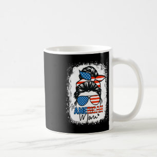 Mug Messy Bun Chemise Patriotique Tout American Maman