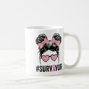 Mug Messy Bun Gles Portent Rose Survivant Cancer du se