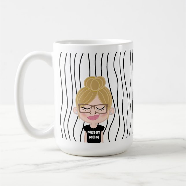 Mug MESSY MOM | Visage(s) amusant(s) rayé(s) Fête des  (Gauche)
