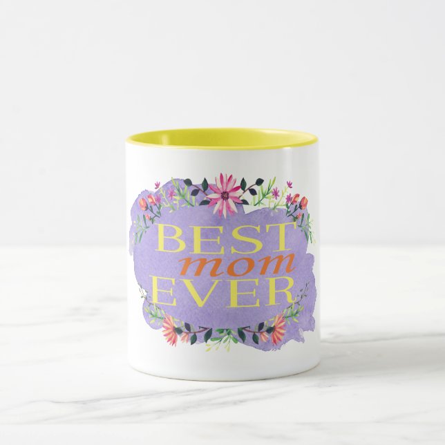 Mug Mete Meilleure Maman toujours Floral Fête des mère (Centre)