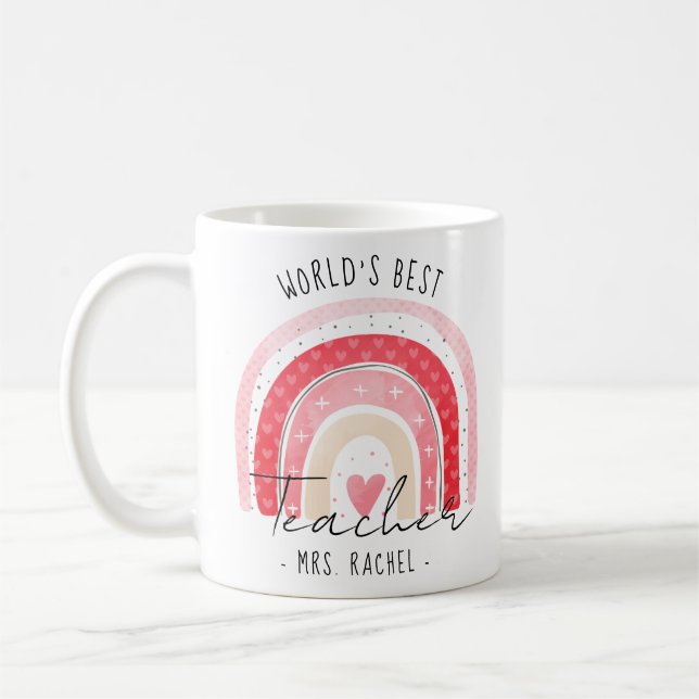 Mug Mete Rainbow World's Meilleur Enseignant Valentine (Gauche)