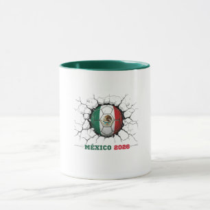 Mug Mexique 2026 Balle de Football qui Casse un Mur -