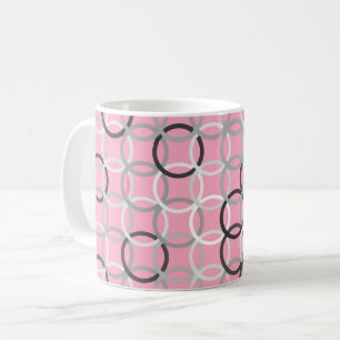 Mug Mi-siècle Cercles modernes, corail rose et gris