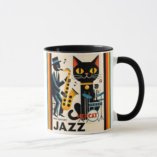 Mug Mi siècle Jazz Age HepCat Chat Noir (Droite)