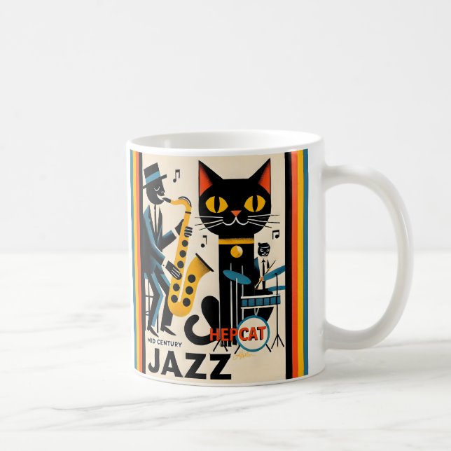 Mug Mi siècle Jazz Age HepCat Chat Noir (Droite)
