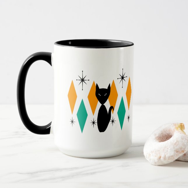 Mug Mi siècle moderne Diamants atomiques Starburburts  (Avec donut)