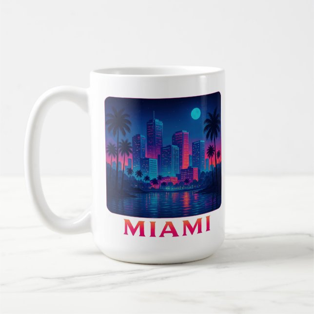 Mug Miami Moonrise - Neon Skyline Graphic Tee (Gauche)