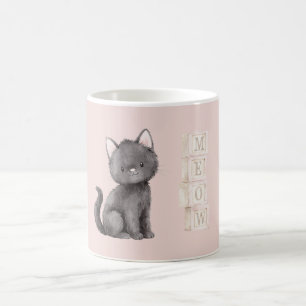 Mug Miau Chat Minou Noir Rose Mignon