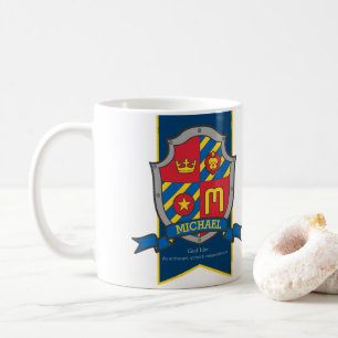 Mug Michael nom signifiant chevalier bouclier rouge bl
