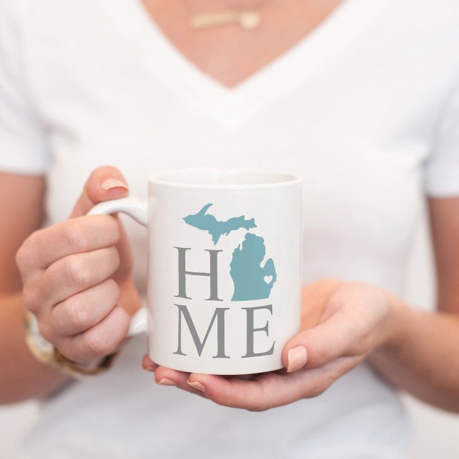 Mug Michigan Accueil Blue Grey Custom City Heart (Créateur téléchargé)