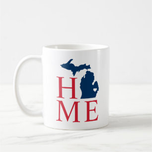 Mug Michigan Maison Rouge Blanc Bleu État Cœur