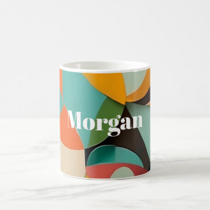 Mug Mid Century Art moderne Monogramme ou nom, géométr