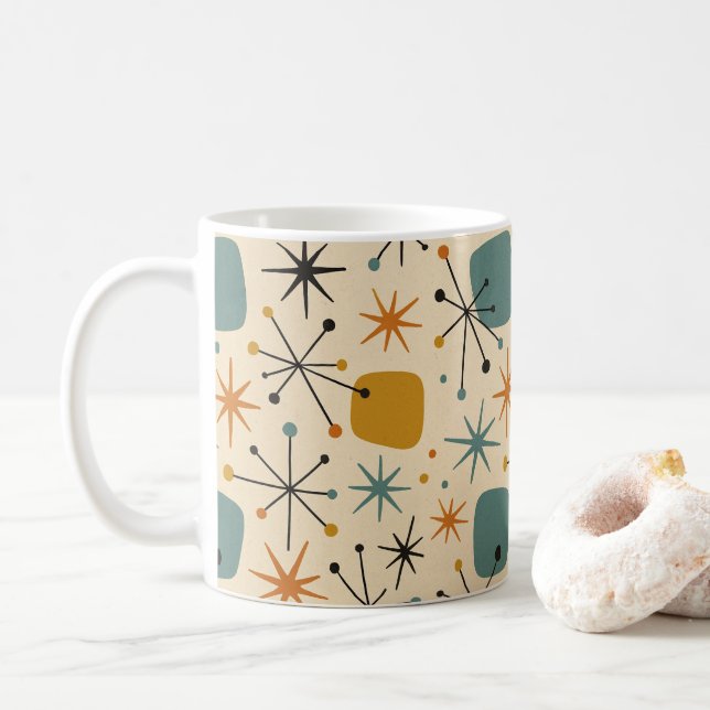 Mug Mid Century Modern Starburst Pattern (Avec donut)