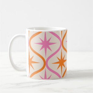 Mug Mid Century Orange rose Starburburs sur Ogee Motif