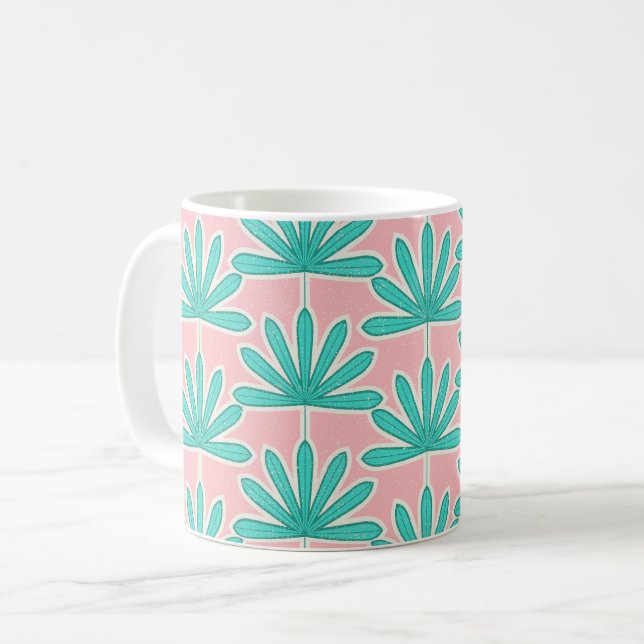 Mug Mid Century Palm feuille rose (Devant gauche)
