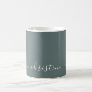 Mug Mid Grey C13 Blanc Minimaliste Nom moderne Personn