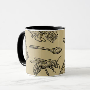 Mug Miel Bee Beehive Vintage bio Nature