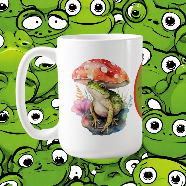 Mug mignon ajouter monogramme amoureux de grenouille (Créateur téléchargé)